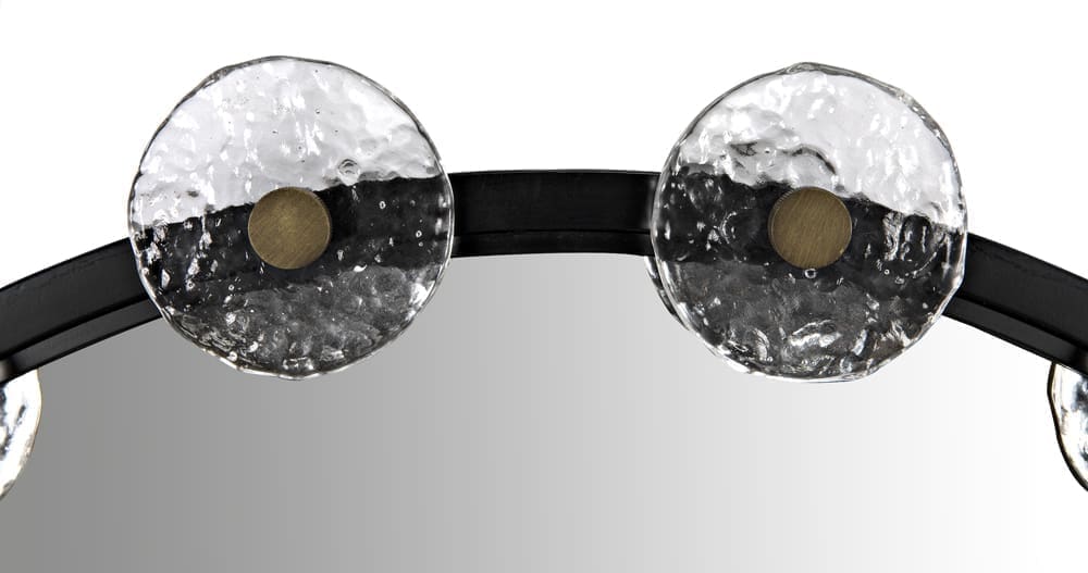 Moira Mirror with Glass Details, Black Metal