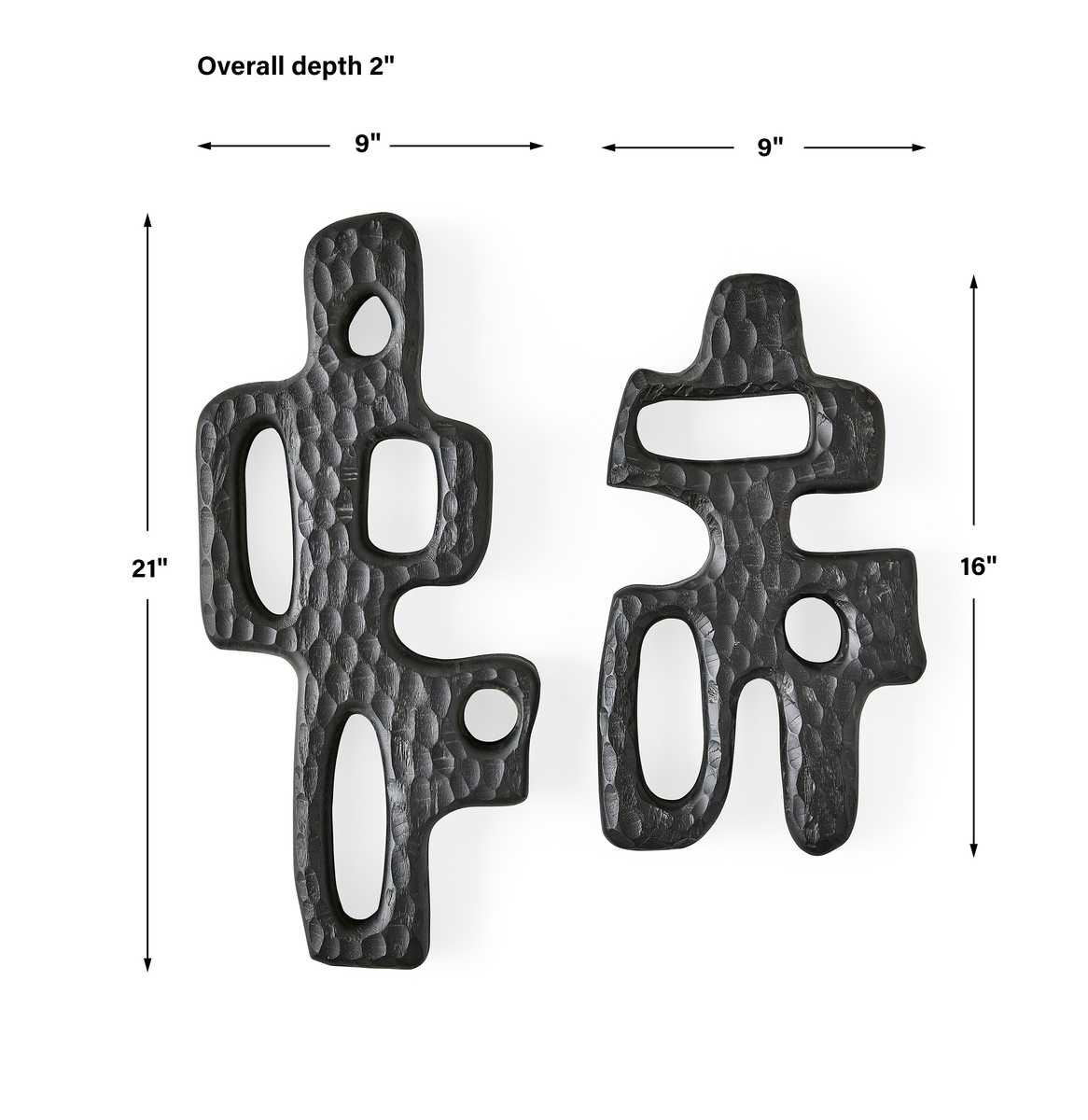 Chiseled Silhouette Wall Sculptures, S/2