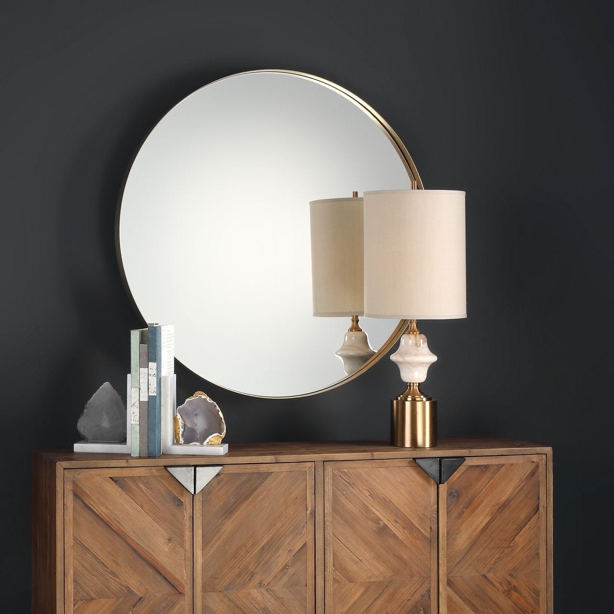 Padria Round Mirror - 40 Brass