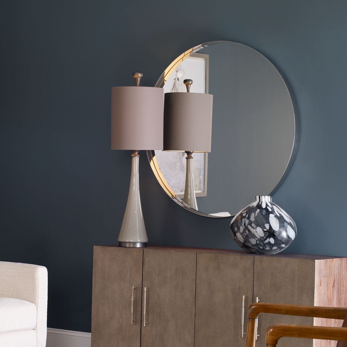 Padria Round Mirror - 40 Nickel