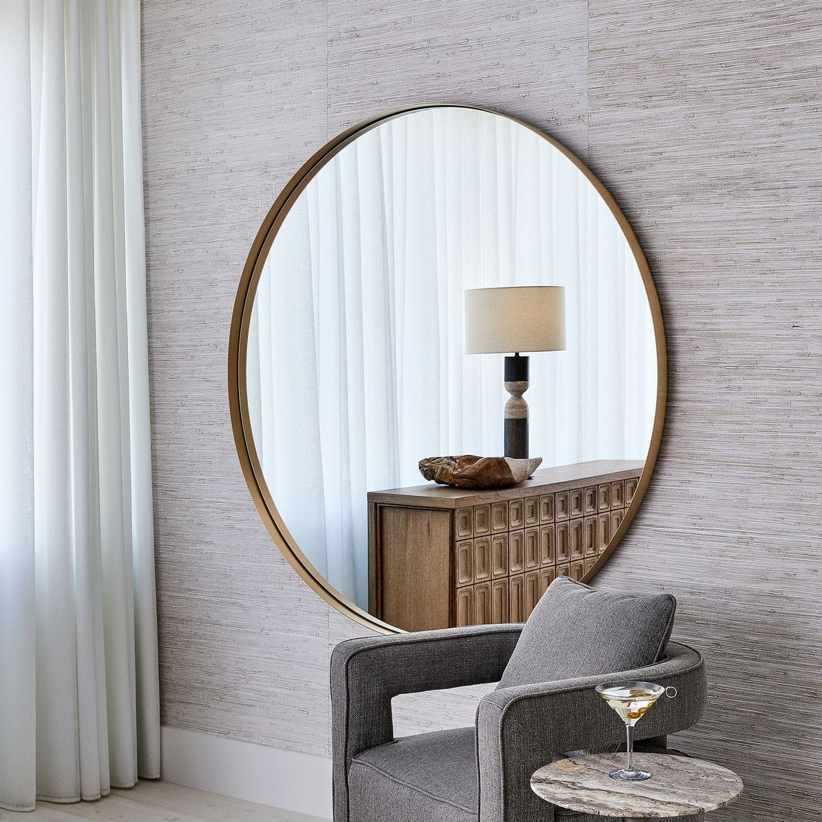 Padria Round Mirror - 60 Brass