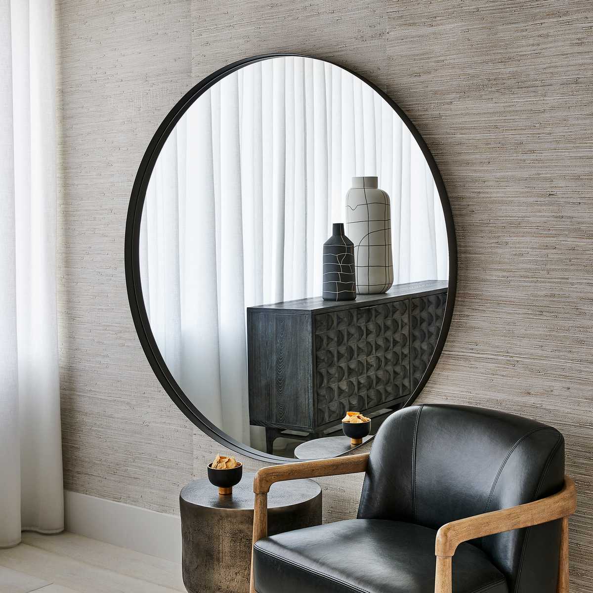 Padria Round Mirror - 60 Black