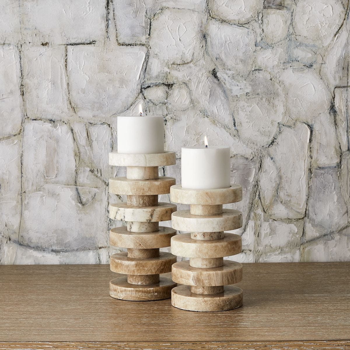 Emora Pillar Candleholders, S/2