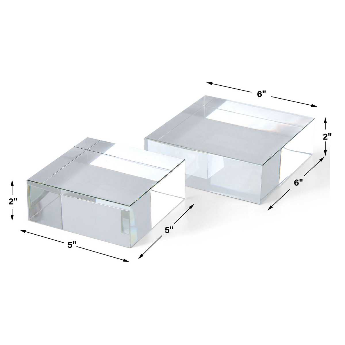 Square Risers/Sculptures, S/2 - Crystal