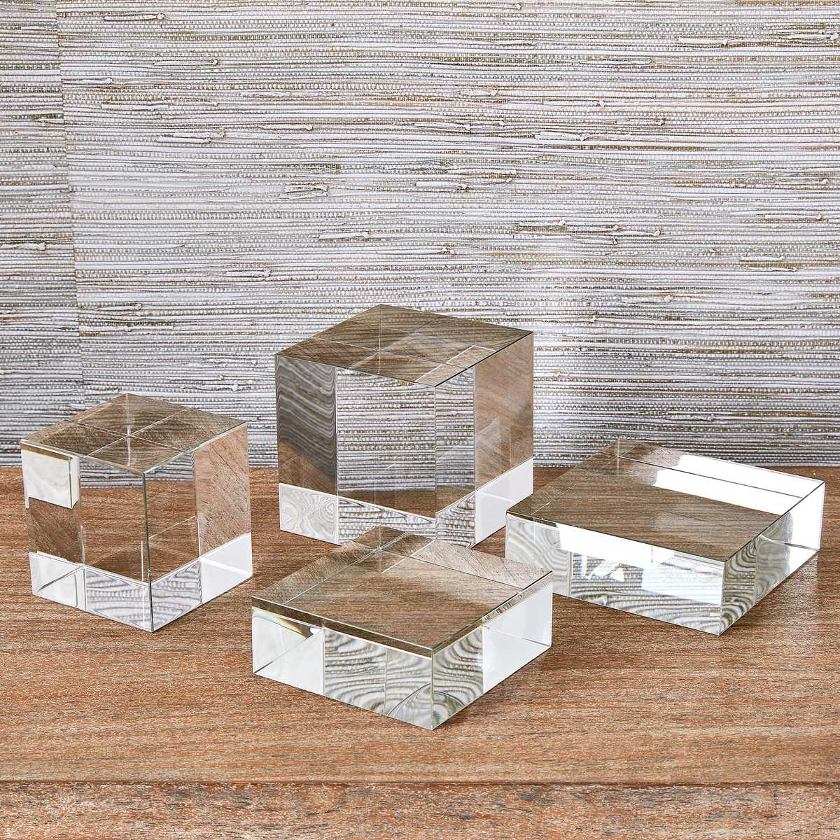 Square Risers/Sculptures, S/2 - Crystal