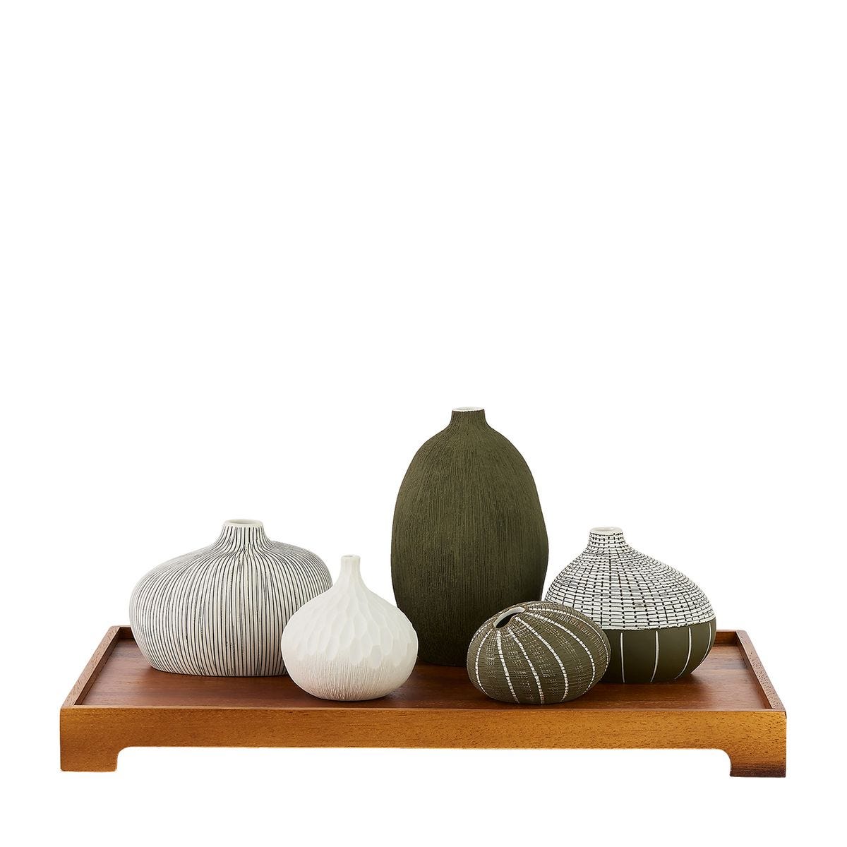 Nestling Vases - Forest, S/5 Plus Tray