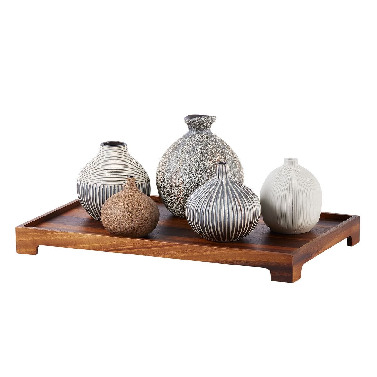Nestling Vases - Coffee, S/5 Plus Tray