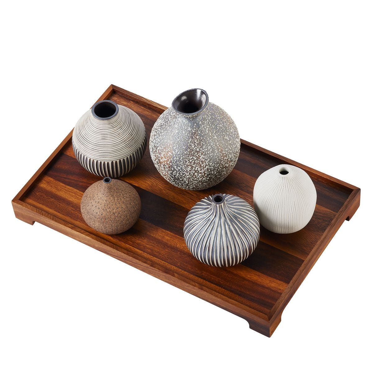 Nestling Vases - Coffee, S/5 Plus Tray
