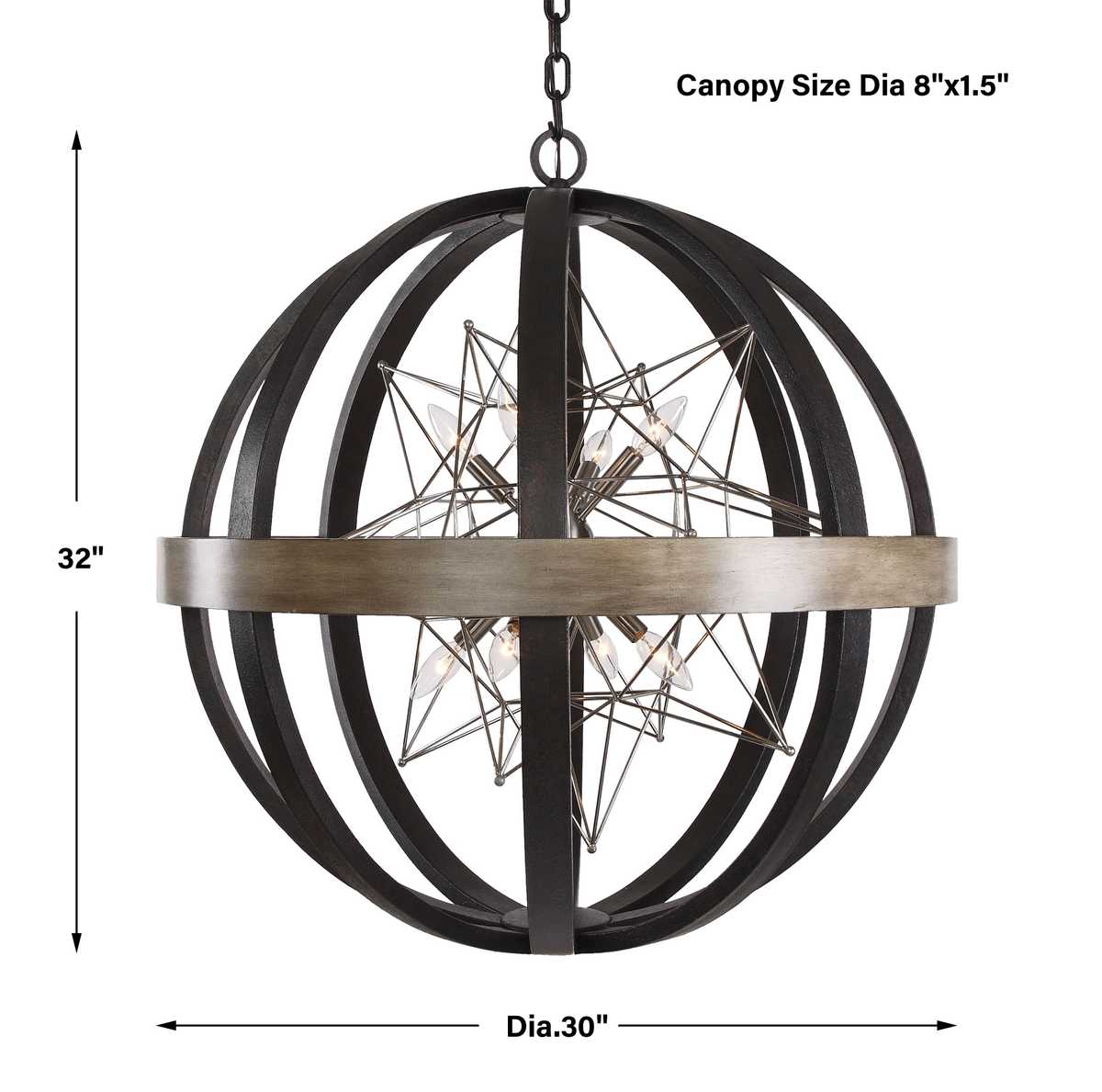 Polaris, 8 Lt Chandelier - Large
