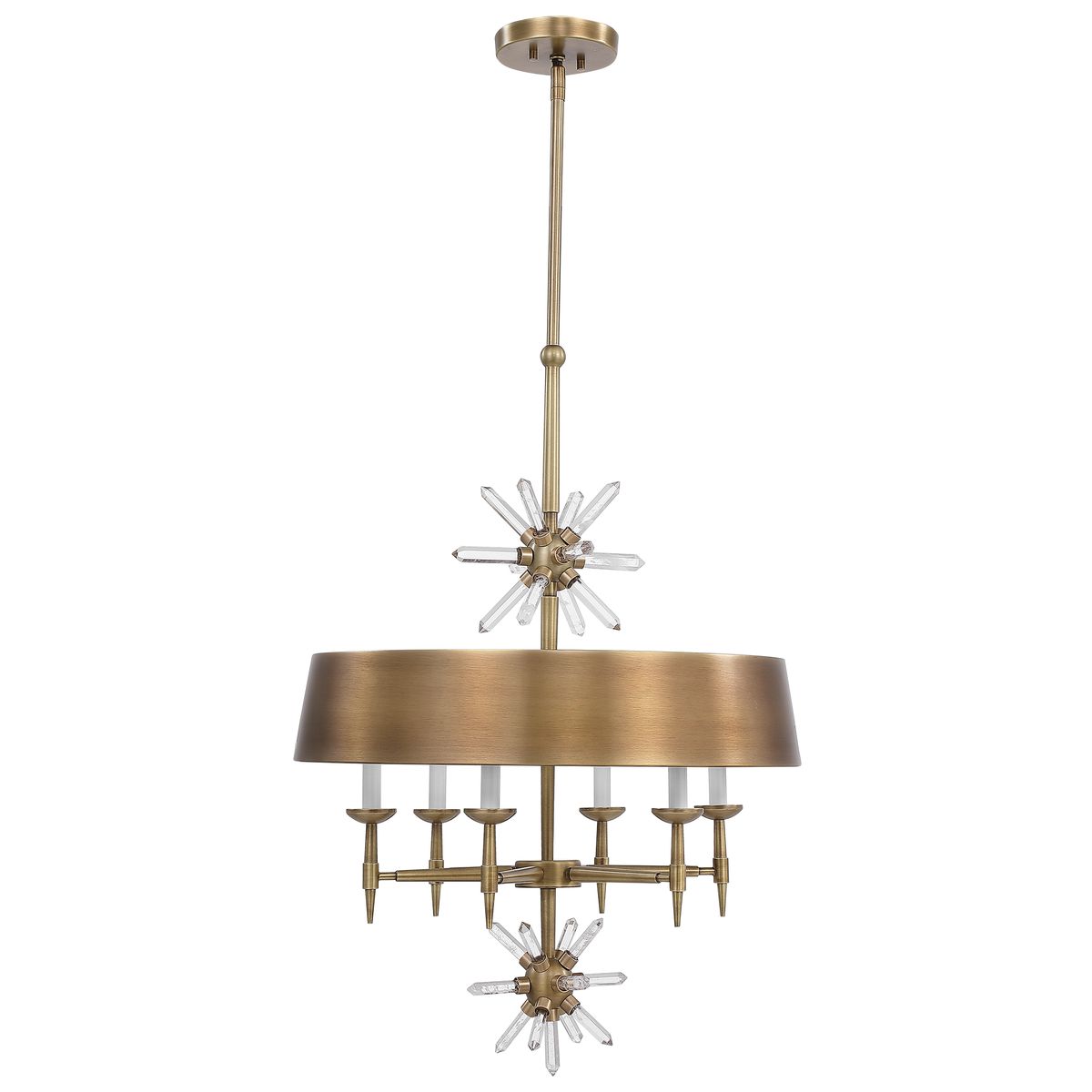 Star Quartz, 6 Lt Pendant - Antique Brass