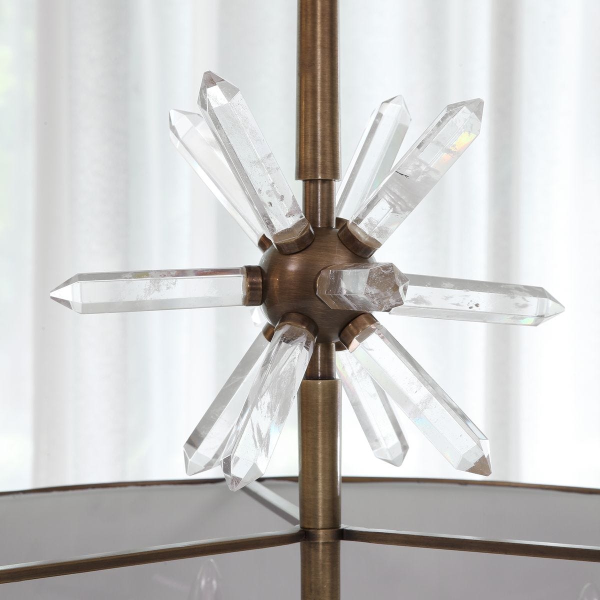 Star Quartz, 6 Lt Pendant - Antique Brass