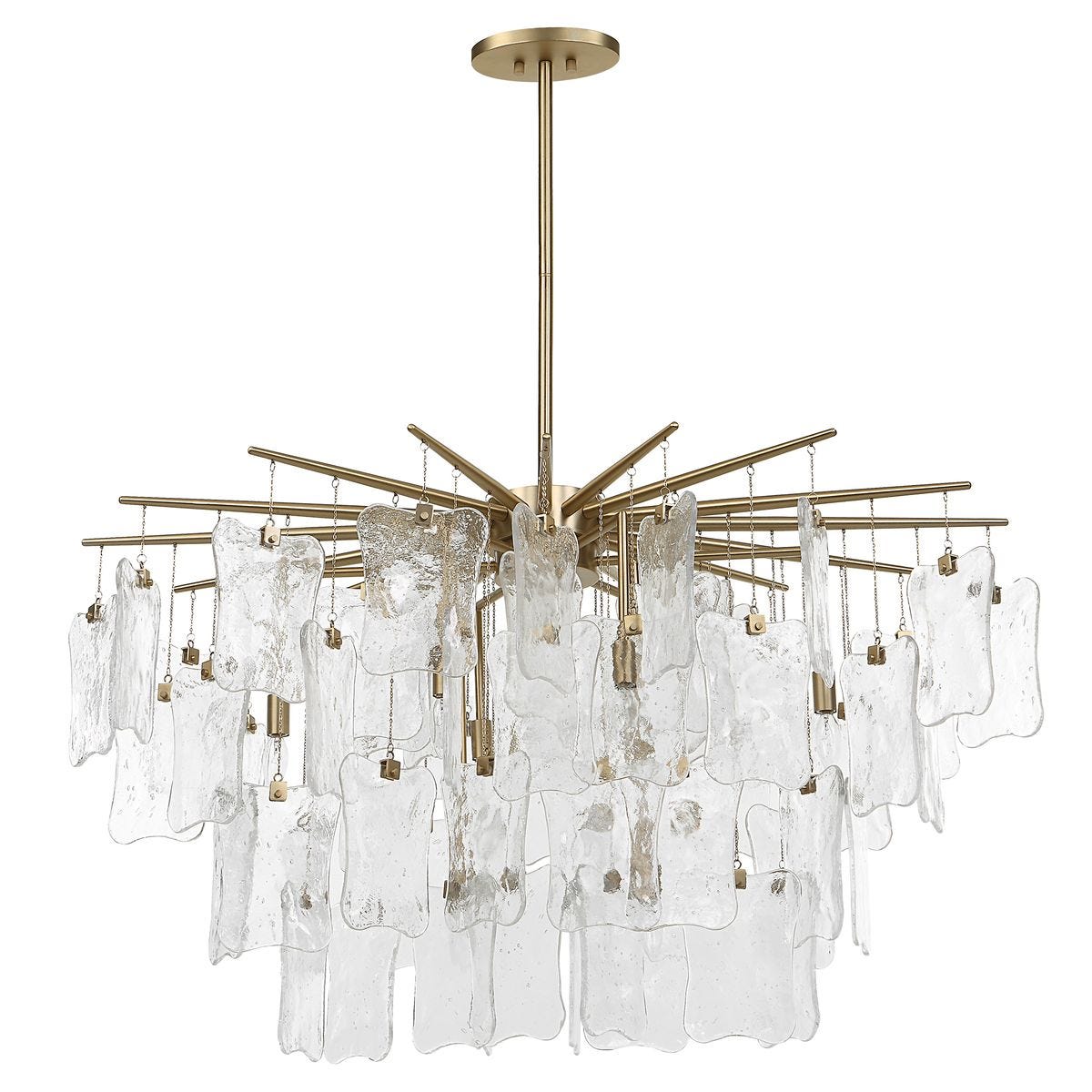 Seeded Shield, 8 Lt Chandelier - Clear