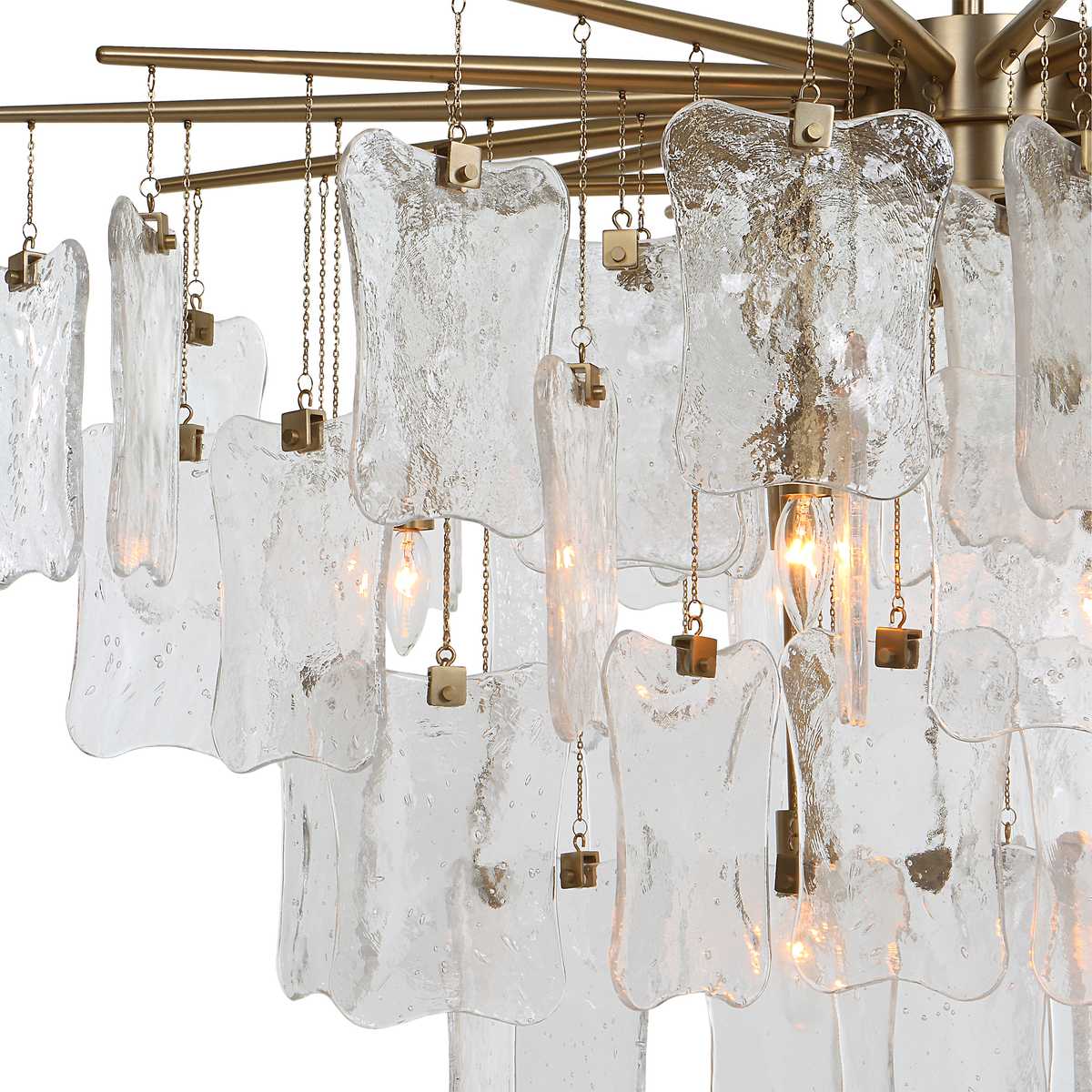 Seeded Shield, 8 Lt Chandelier - Clear