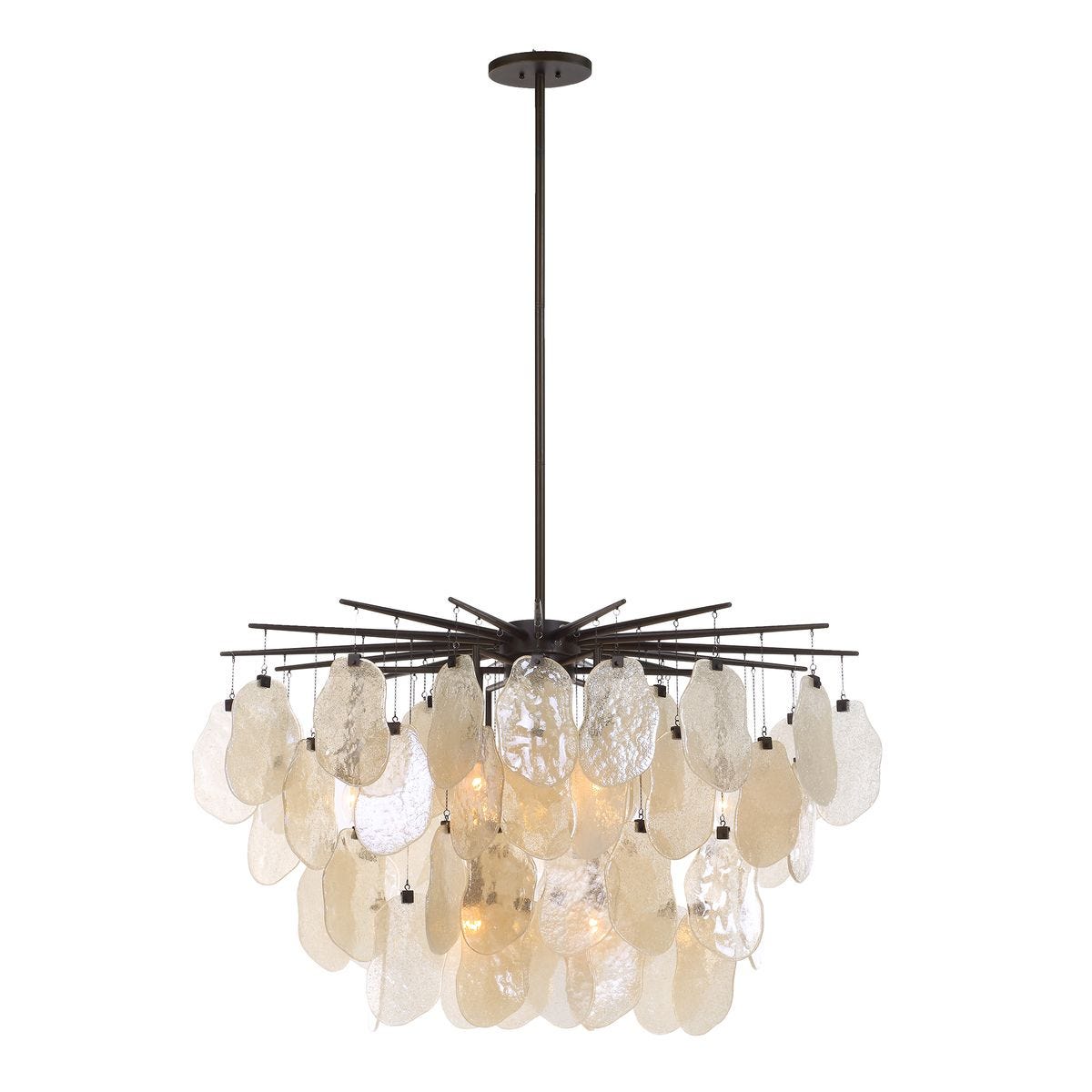 Seeded Shield, 8 Lt Chandelier - Champagne