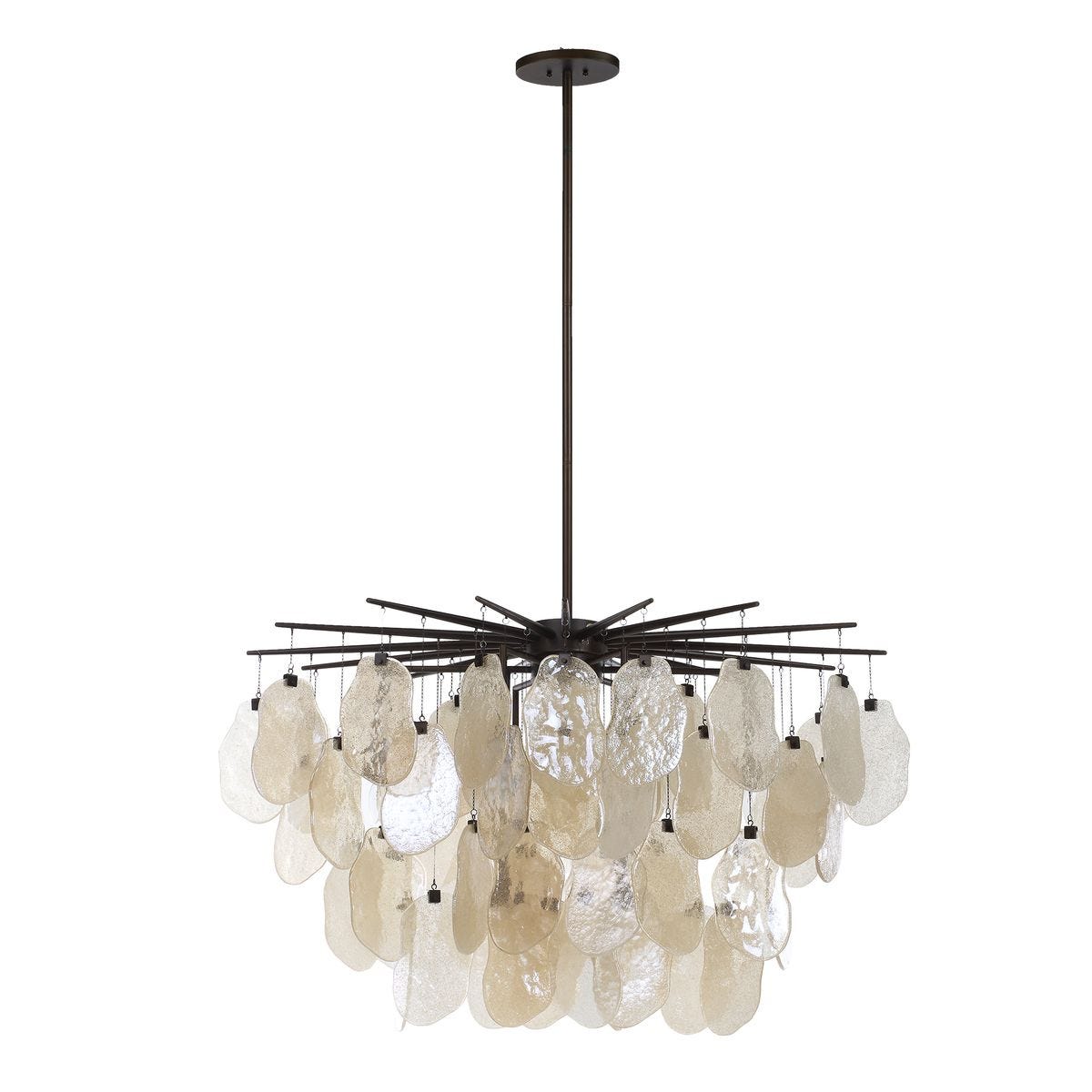 Seeded Shield, 8 Lt Chandelier - Champagne