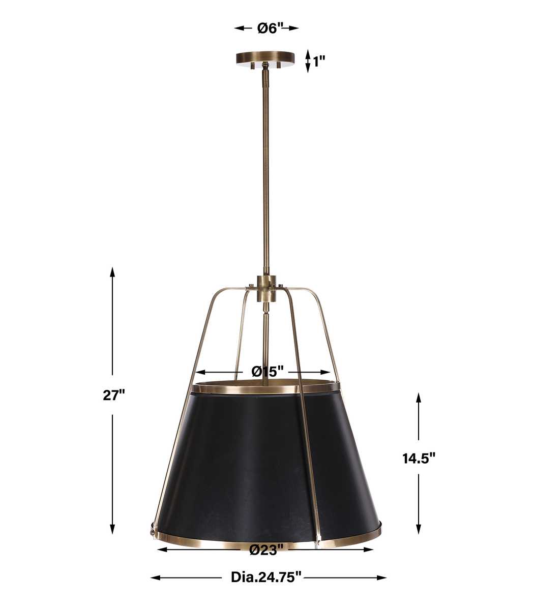 Leather Classic, 4 Lt Pendant - Black