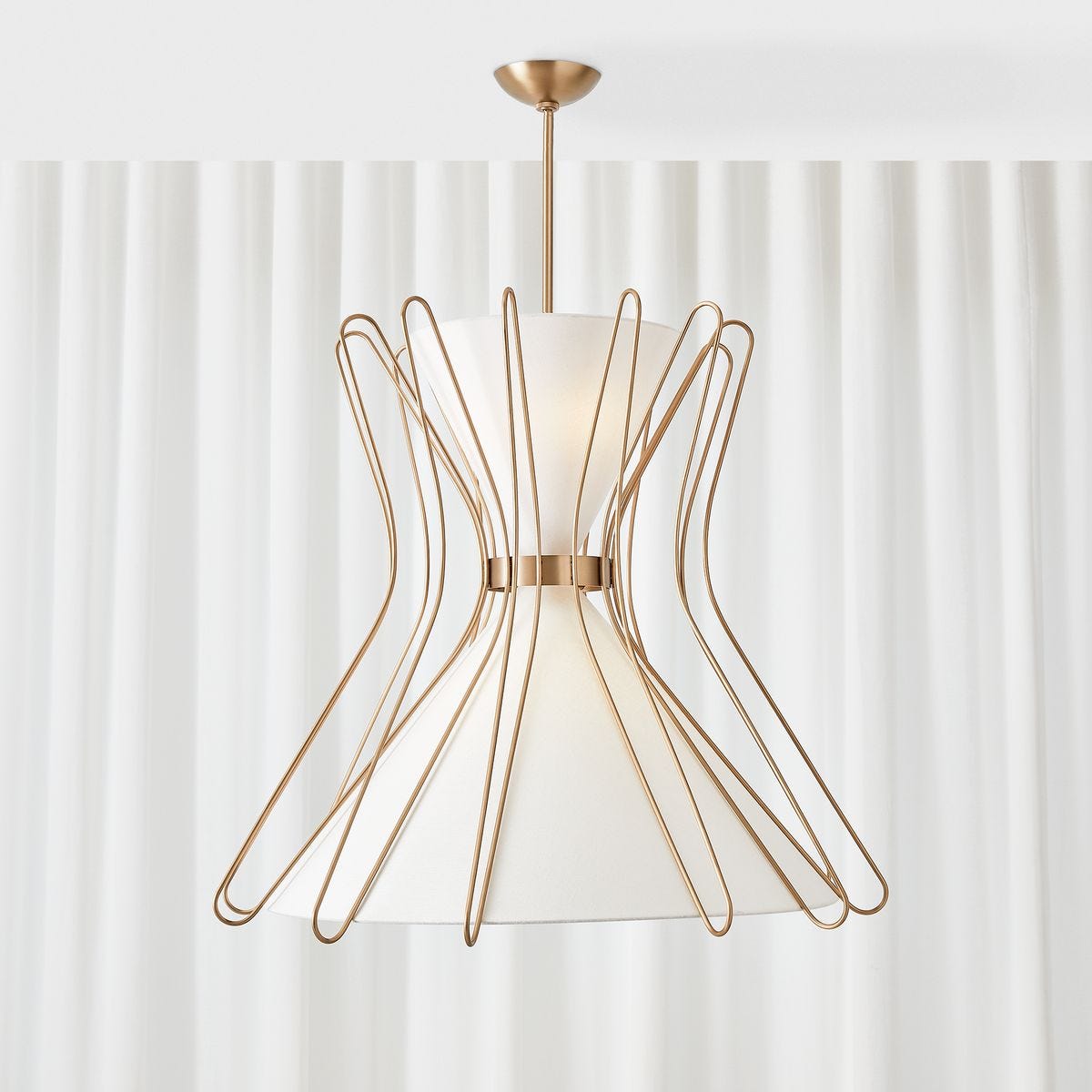 Boomerang, 4 Lt Pendant - Brass Grande