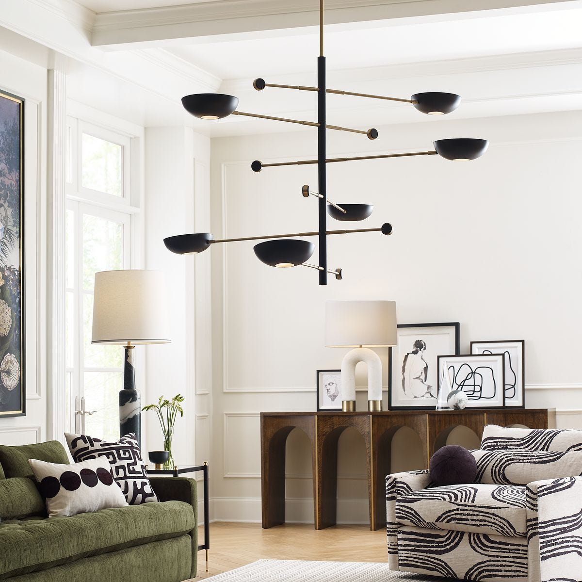 Swinger, 6 Lt Pendant - Black