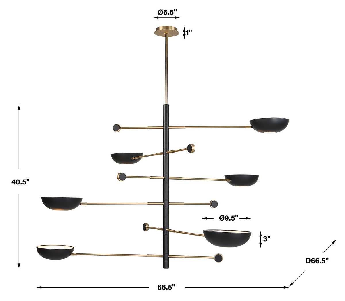 Swinger, 6 Lt Pendant - Black
