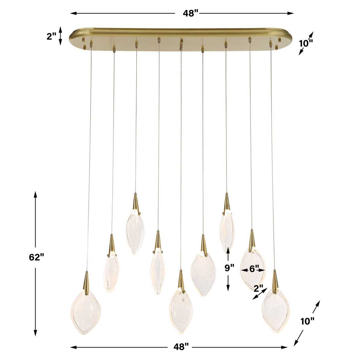 Deluge, 9 Lt LED Linear Pendant