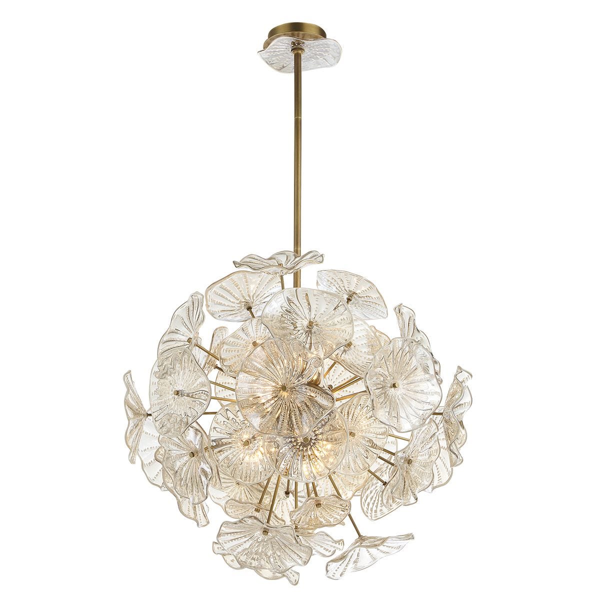 Champagne Lily Pads, 9 Lt Pendant