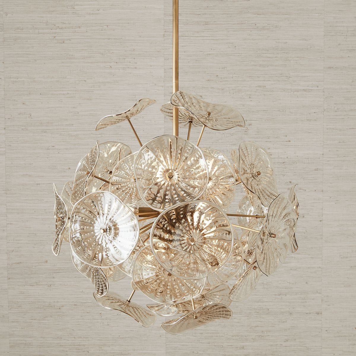 Champagne Lily Pads, 9 Lt Pendant