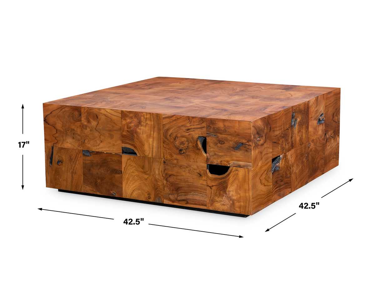 Teak Tac Toe Coffee Table - Caramel