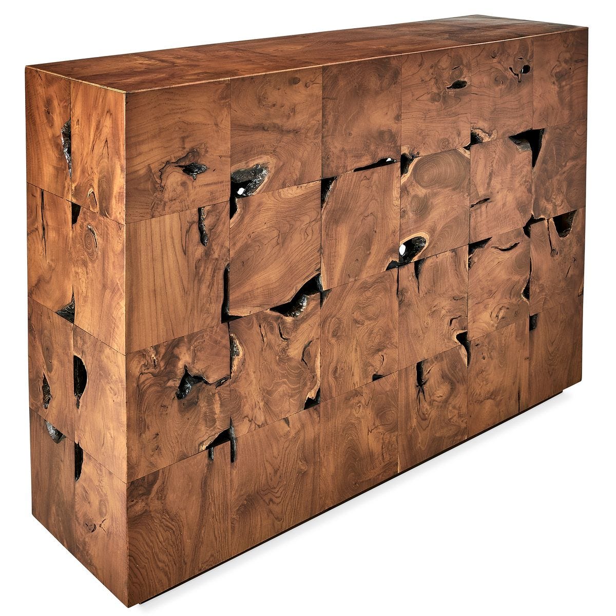 Teak Tac Toe Console Table - Caramel