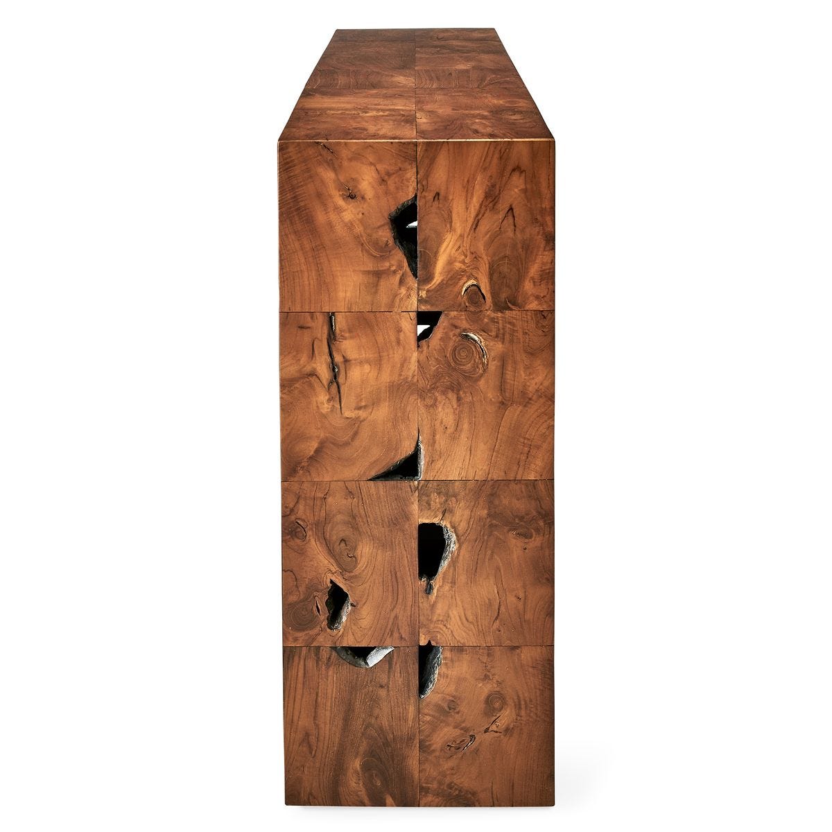 Teak Tac Toe Console Table - Caramel