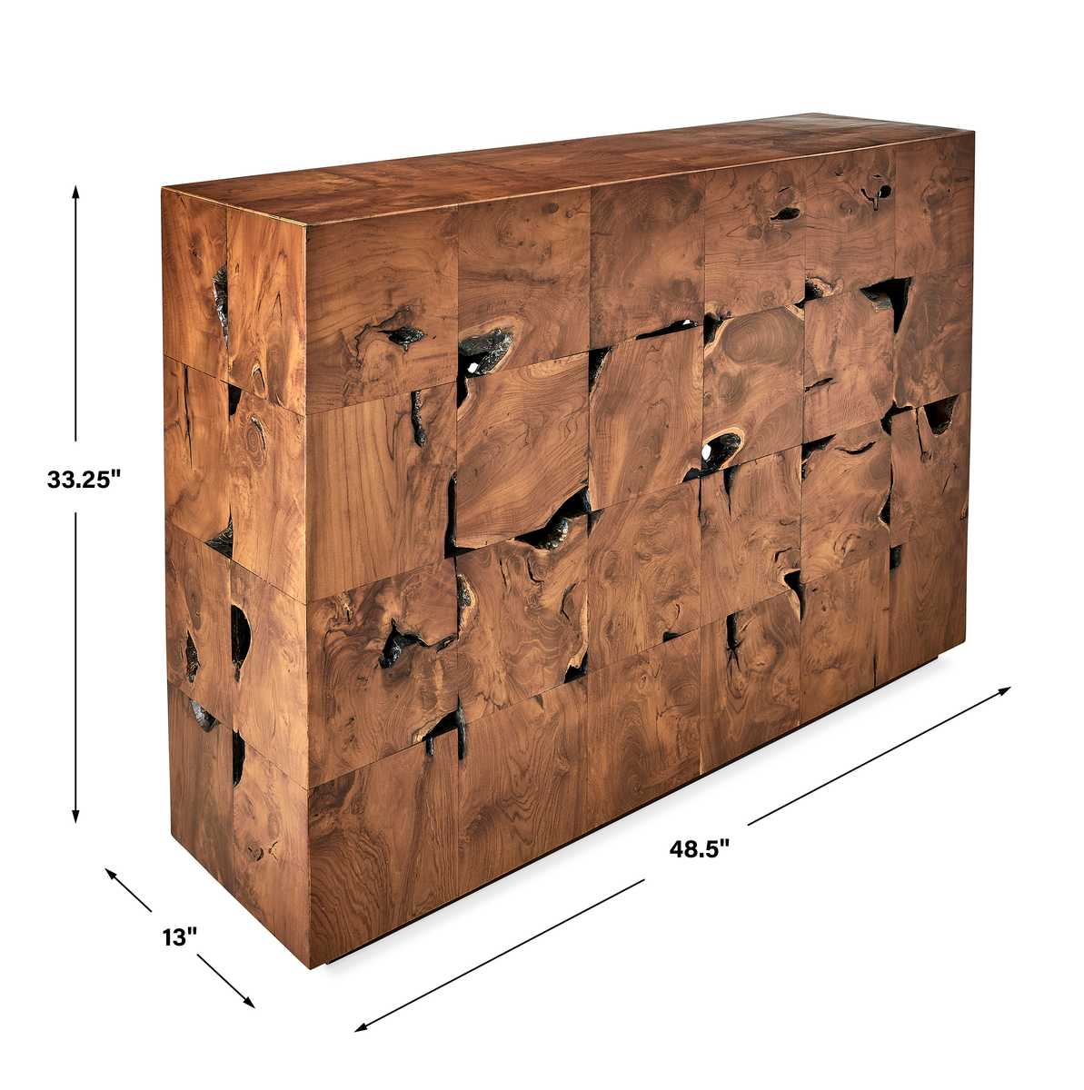 Teak Tac Toe Console Table - Caramel