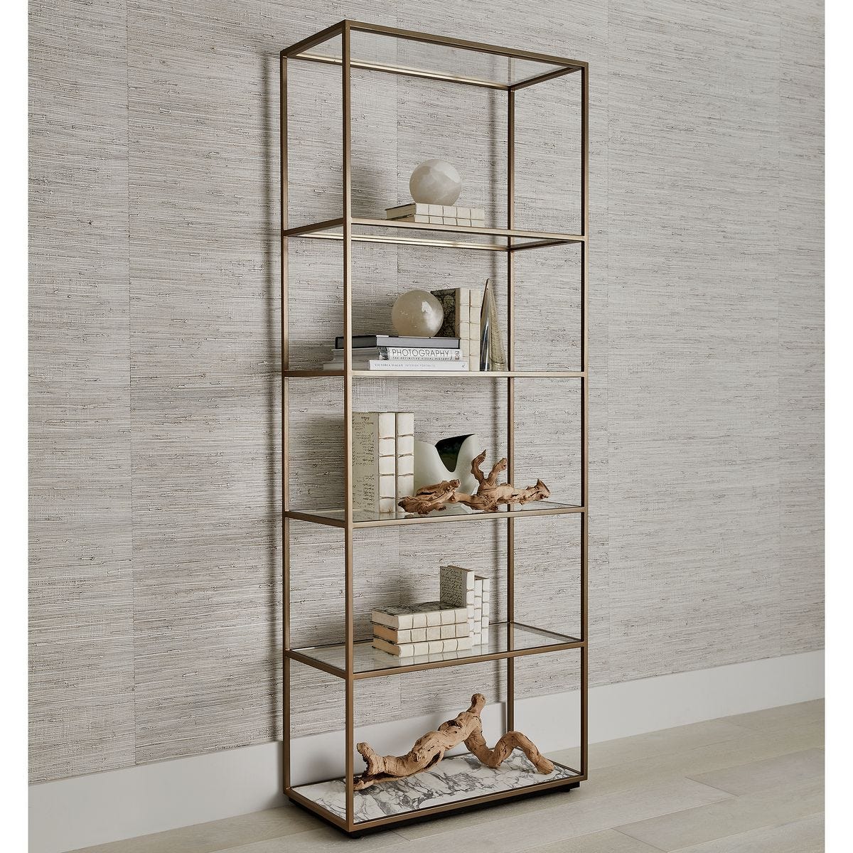 Floating Plane Etagere - Marble/Brass