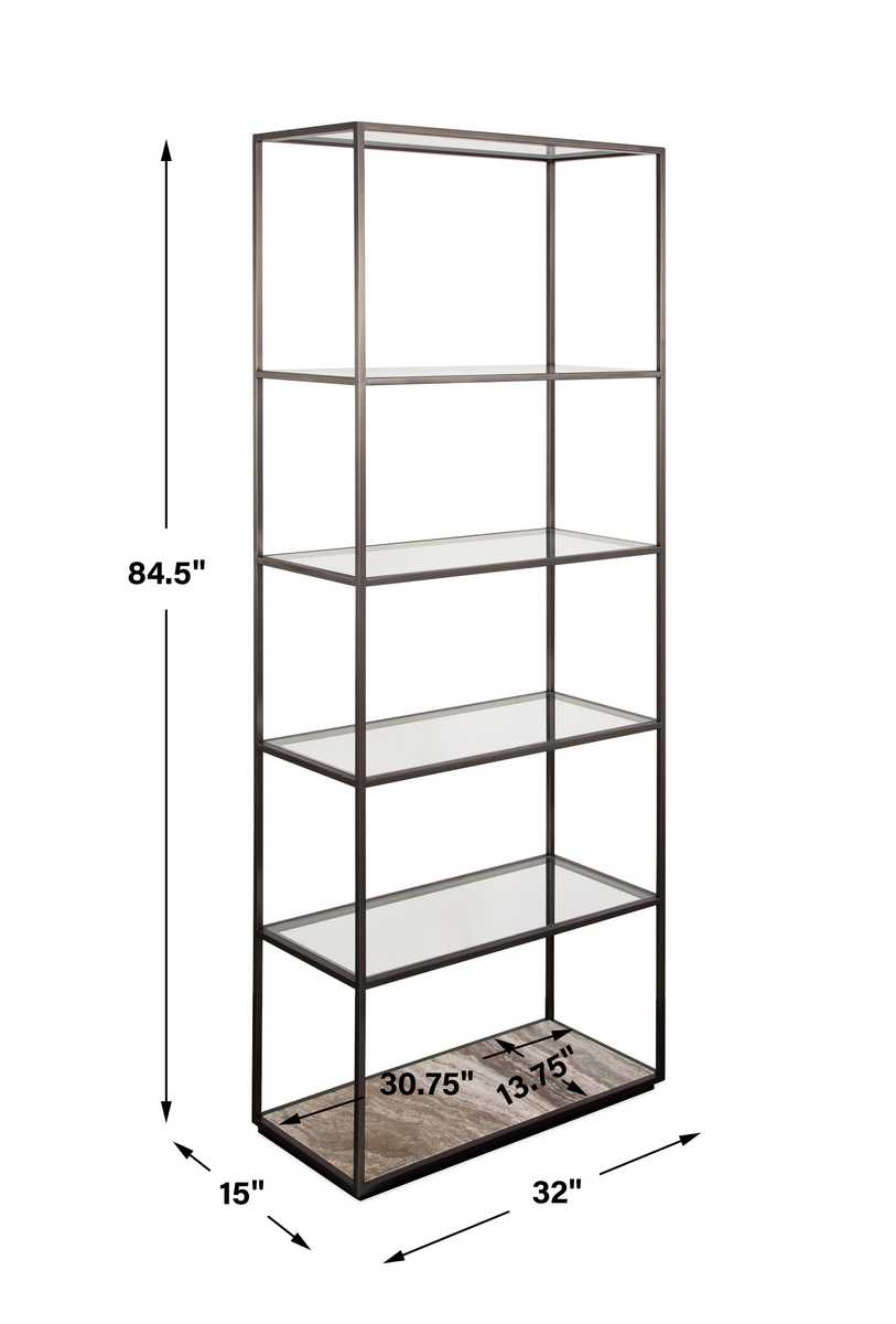 Floating Plane Etagere - Travertine/Bronze