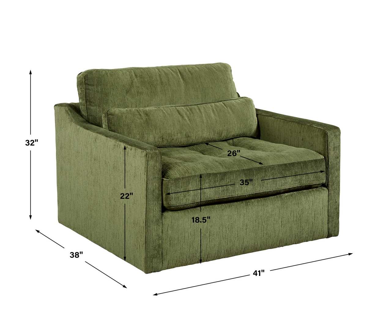 Slope Tufted Swivel Chair-and-a-Half - Antique Loden