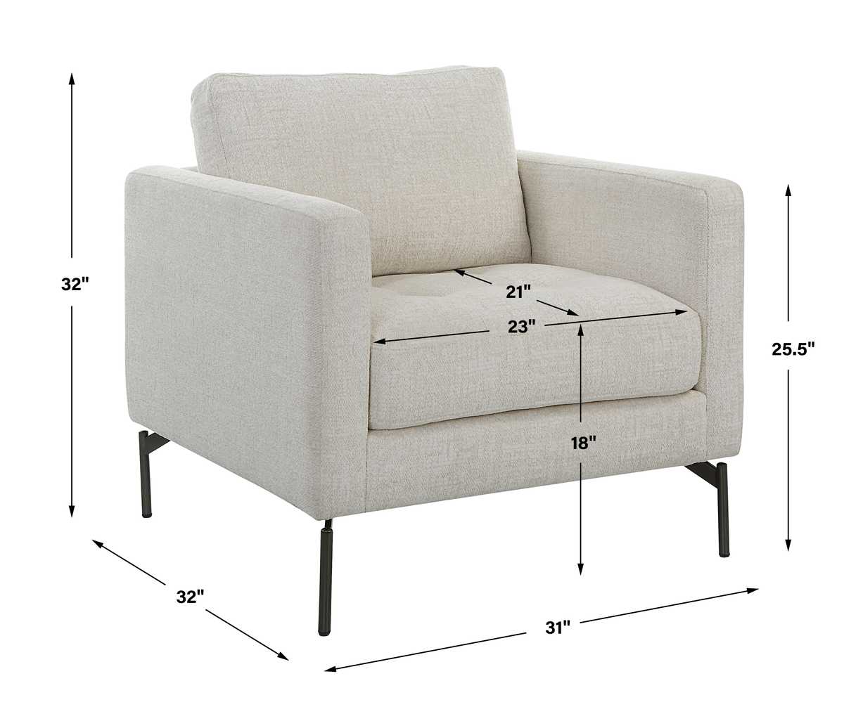 Ventura Chair - Ivory Chenille