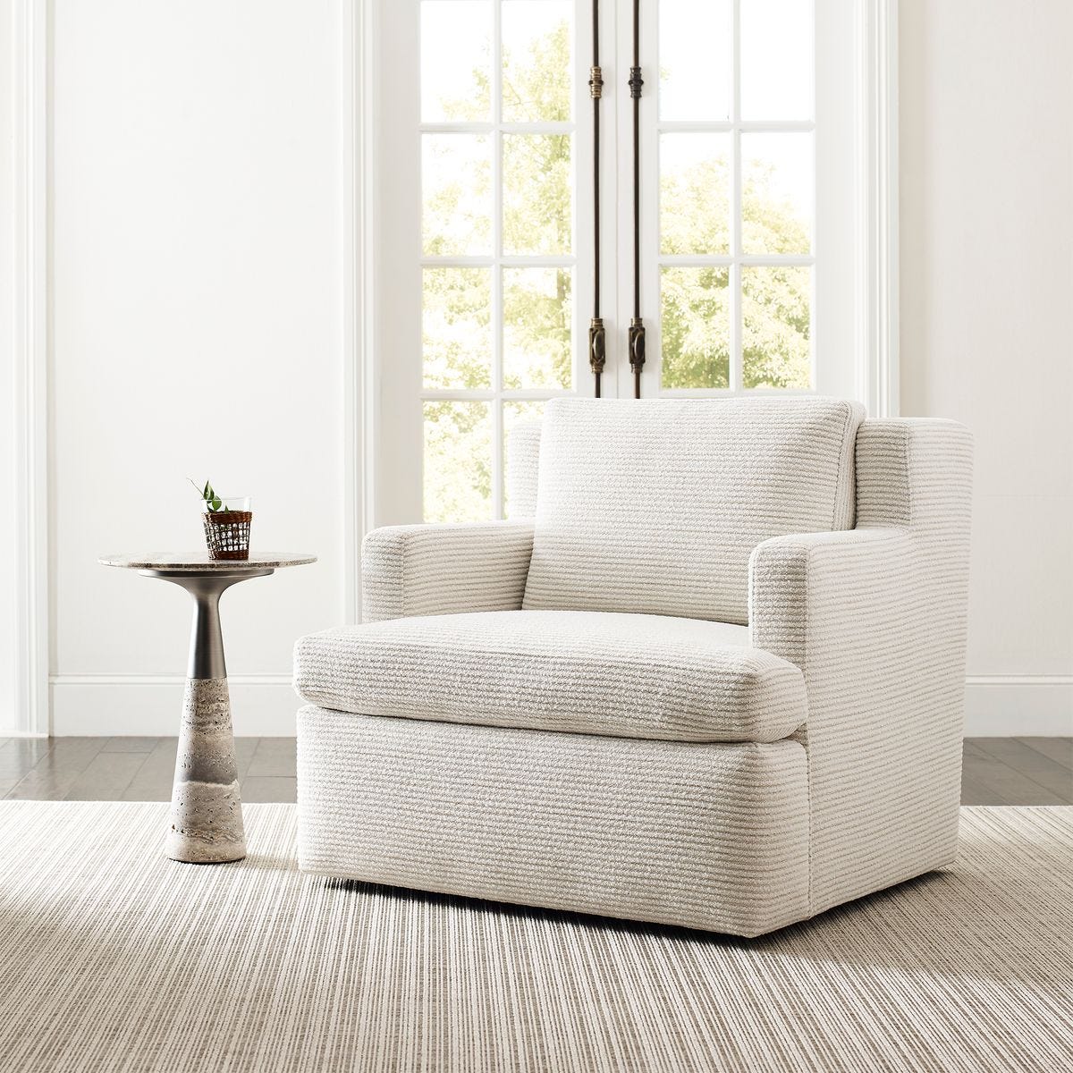 Unwind Swivel Chair - Snow Garden White