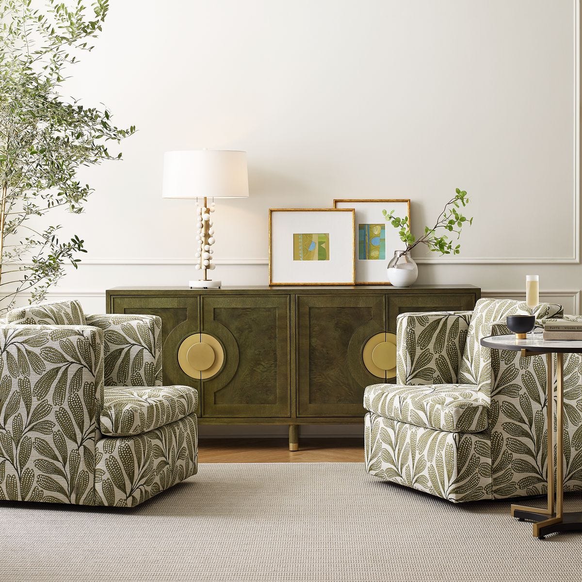 Elevated Swivel Chair - Hedge Green