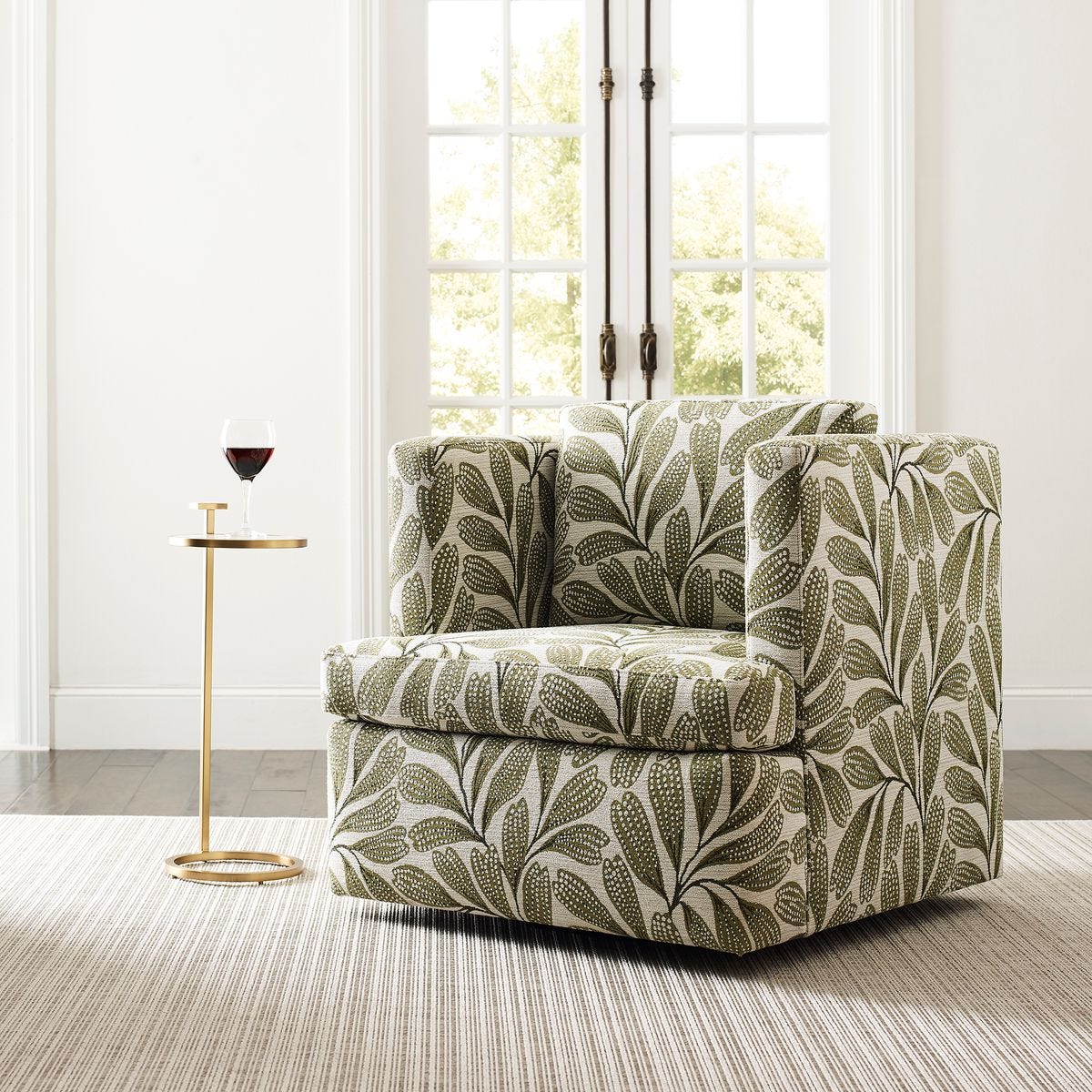 Elevated Swivel Chair - Hedge Green