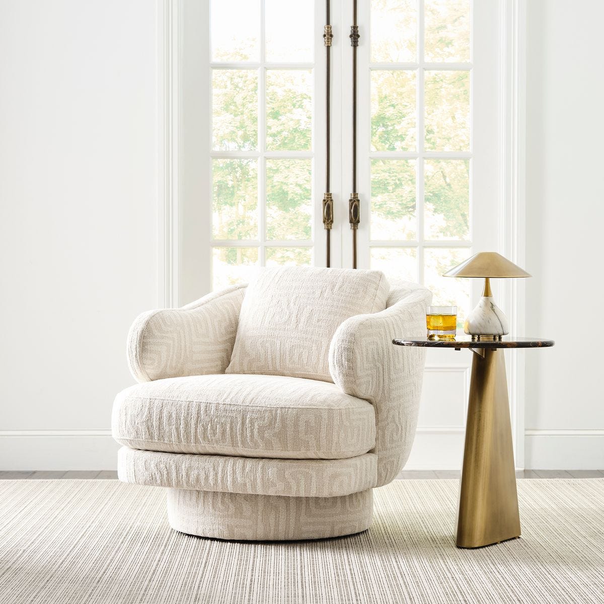 Cuddle Swivel Chair - Maze Oyster