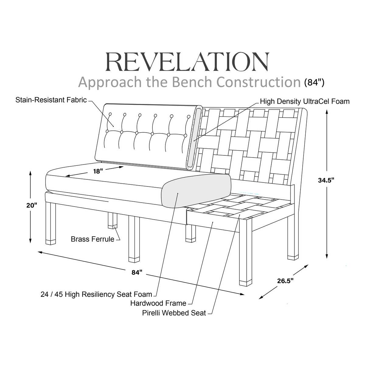 Approach the Bench Banquette, 84" - Thatched Butterscotch