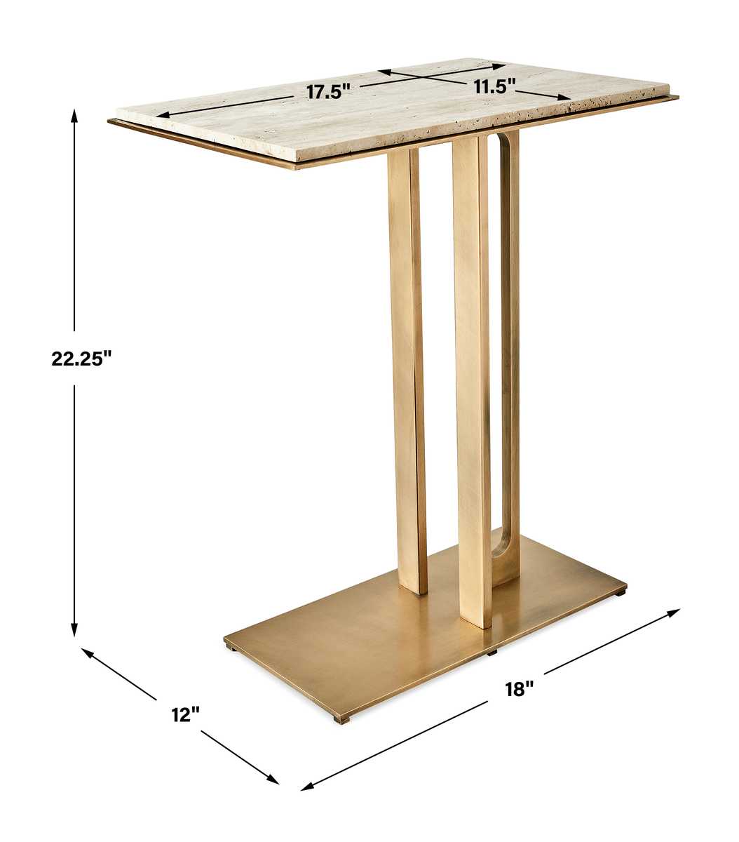 Cantilever Accent Table - Travertine