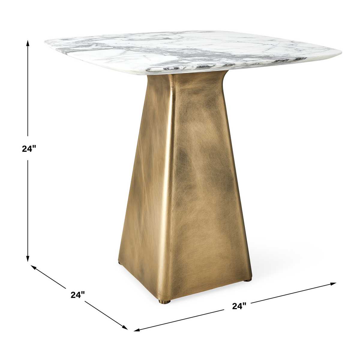 Equilateral Side Table - Arabescato/Brass, 2 Cartons