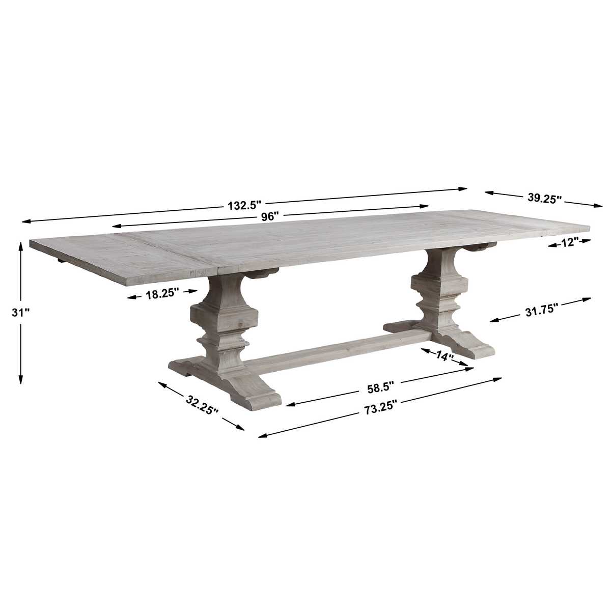 Baldrick Extension Dining Table - White