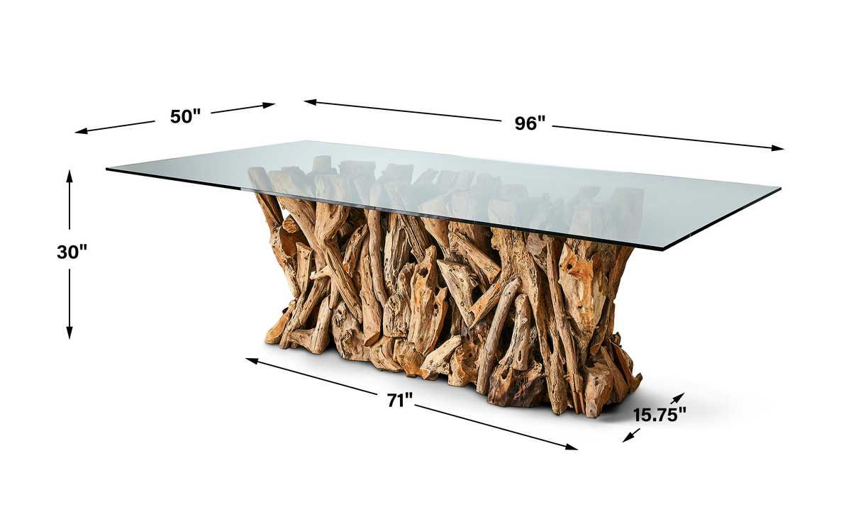 Teak Root Dining Table - Rectangle Natural, 2 Cartons