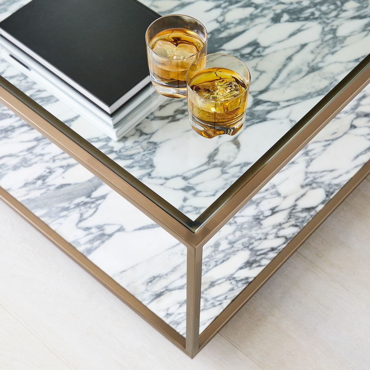 Floating Plane Coffee Table - Marble/Brass, 2 Cartons