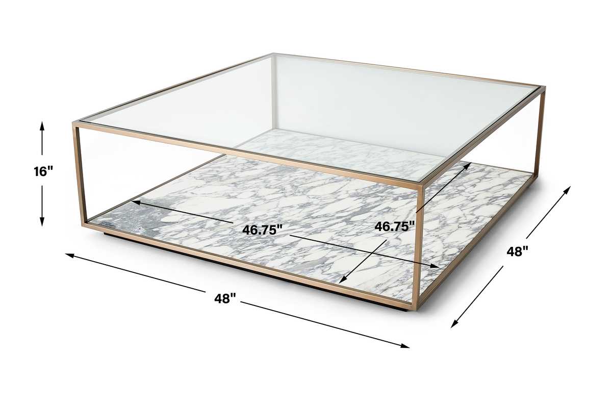 Floating Plane Coffee Table - Marble/Brass, 2 Cartons
