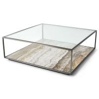 Floating Plane Coffee Table - Travertine/Bronze, 2 Cartons
