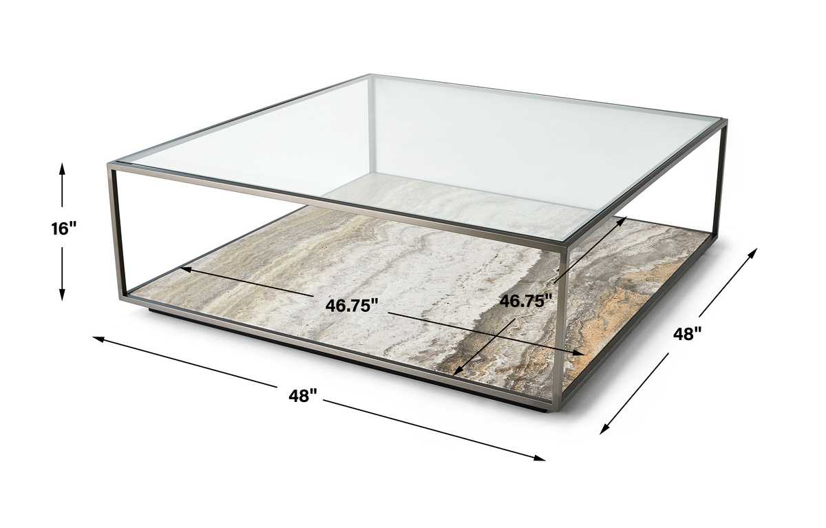Floating Plane Coffee Table - Travertine/Bronze, 2 Cartons