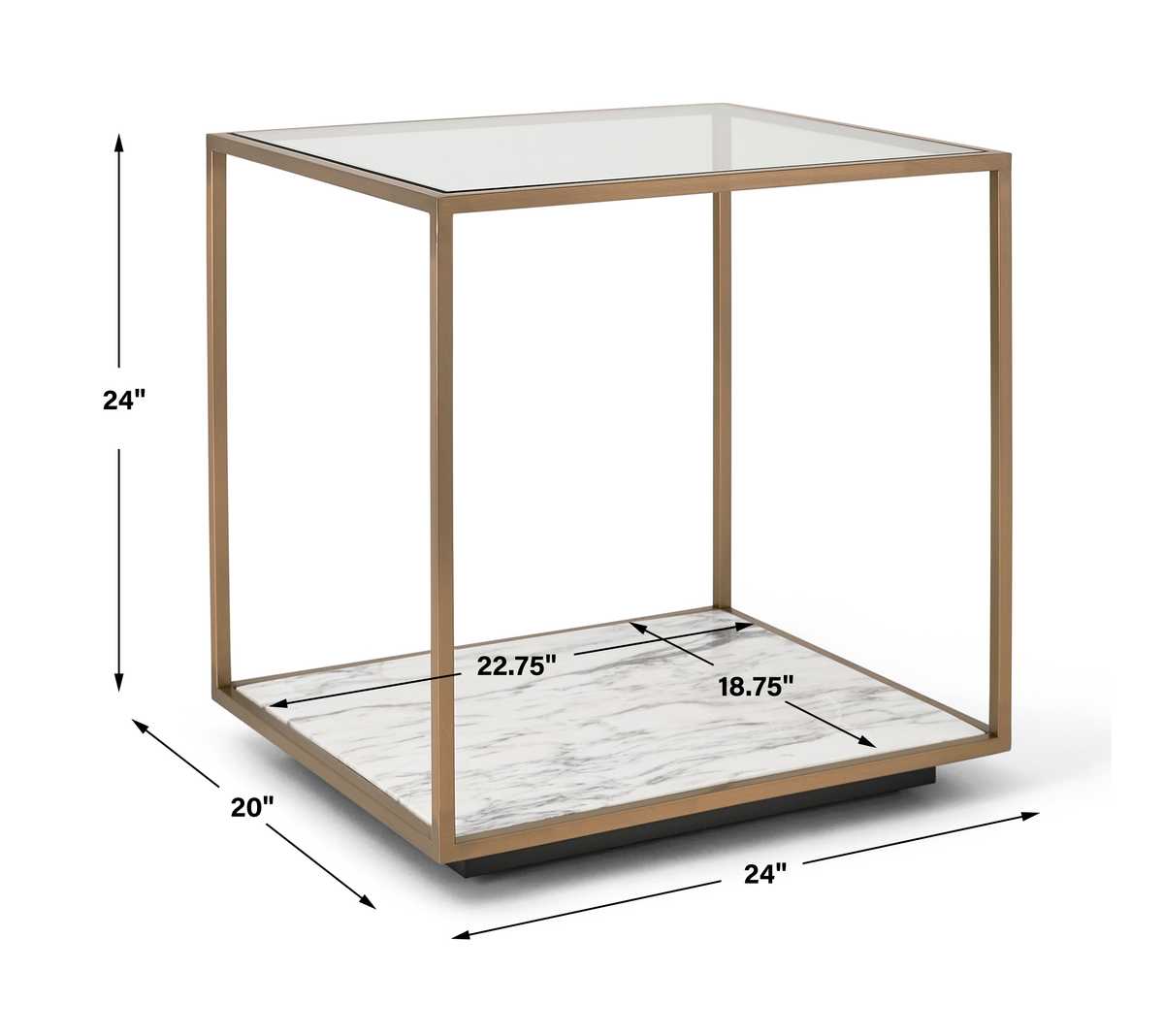 Floating Plane End Table - Marble/Brass