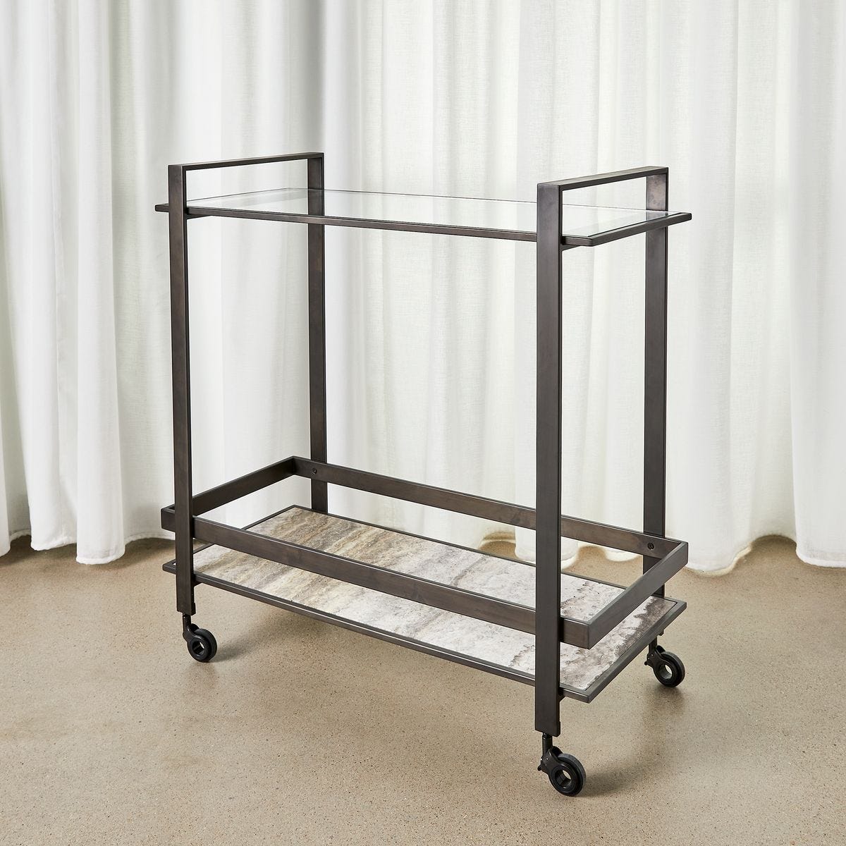 Roll Along Bar Cart - Bronze