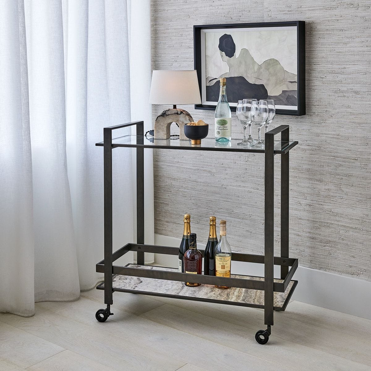 Roll Along Bar Cart - Bronze